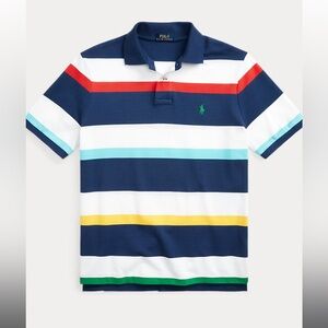 Polo Ralph Lauren Classic Fit Striped Mesh Polo Shirt Vacation Blue Multi XL